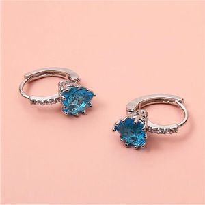 Fashion Earrings AAA Blue Zircon T Peach Heart Earrings For Women